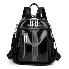 Rivet Leather Women Backpacks Solid Female Shoulder Bags School Bookbags