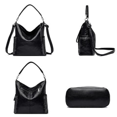 Rivet PU Leather Shoulder Bag High Capacity Women Handbag