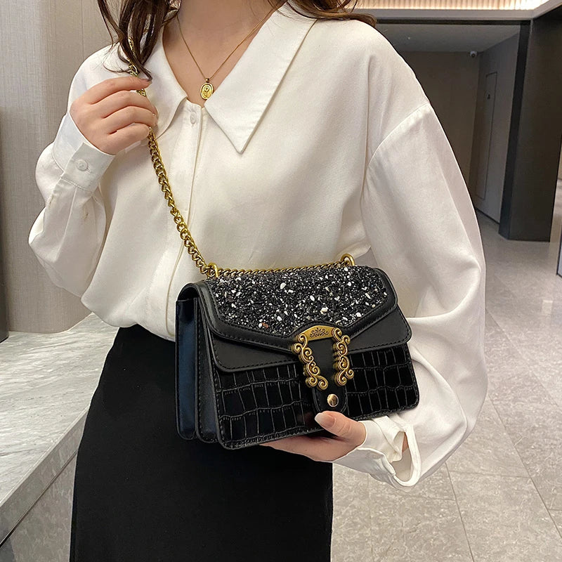 Shoulder Bag Chains Messenger Handbag Evening Clutch Small Square Women