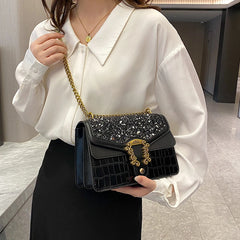 Shoulder Bag Chains Messenger Handbag Evening Clutch Small Square Women