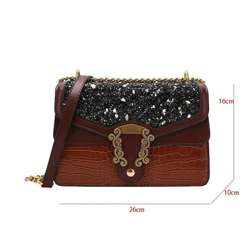 Shoulder Bag Chains Messenger Handbag Evening Clutch Small Square Women