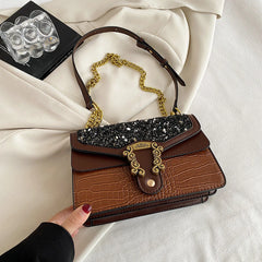 Shoulder Bag Chains Messenger Handbag Evening Clutch Small Square Women