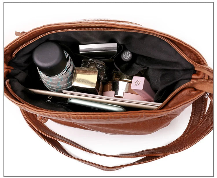High Capacity Soft Leather Crossbody Bag for Women