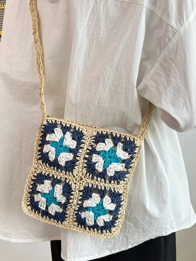 Straw Crochet Crossbody Bag for Girls Summer Travel Beach Purse