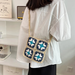Straw Crochet Crossbody Bag for Girls Summer Travel Beach Purse