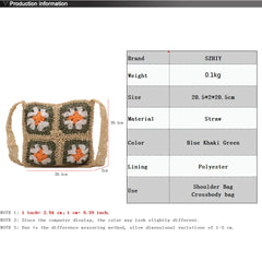 Straw Crochet Crossbody Bag for Girls Summer Travel Beach Purse