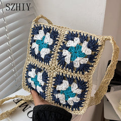 Straw Crochet Crossbody Bag for Girls Summer Travel Beach Purse