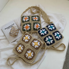 Straw Crochet Crossbody Bag for Girls Summer Travel Beach Purse