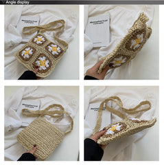 Straw Crochet Crossbody Bag for Girls Summer Travel Beach Purse