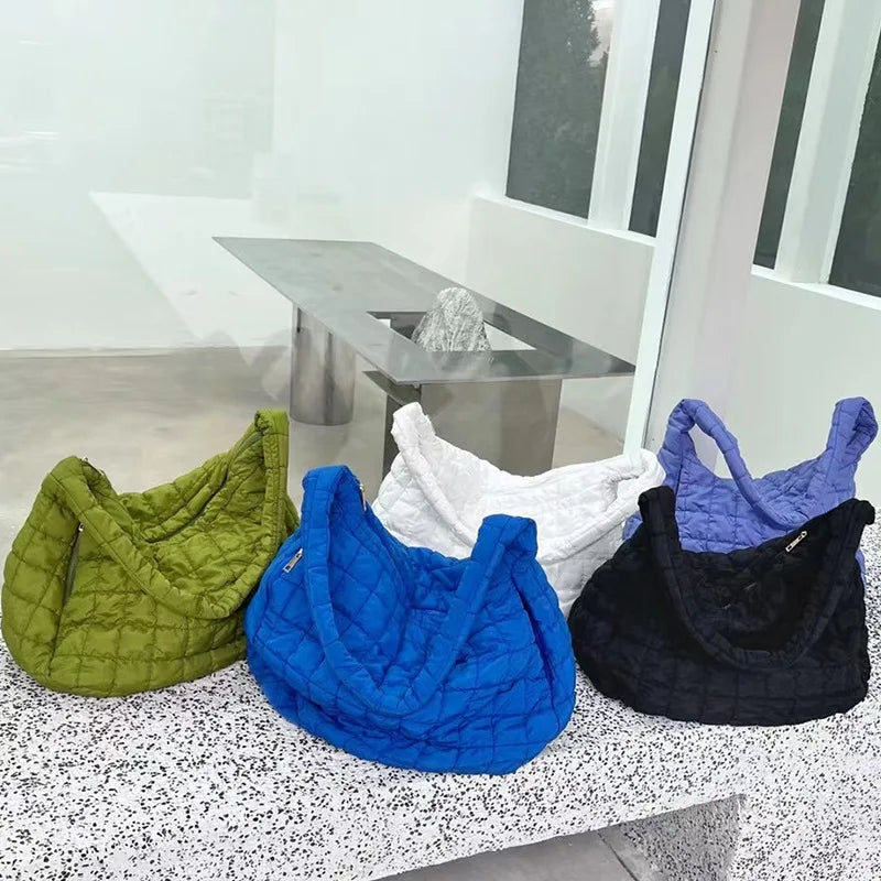 Soft Padded Women Shoulder Bags Quilted Shopper Tote Hobos Purses and Handbags