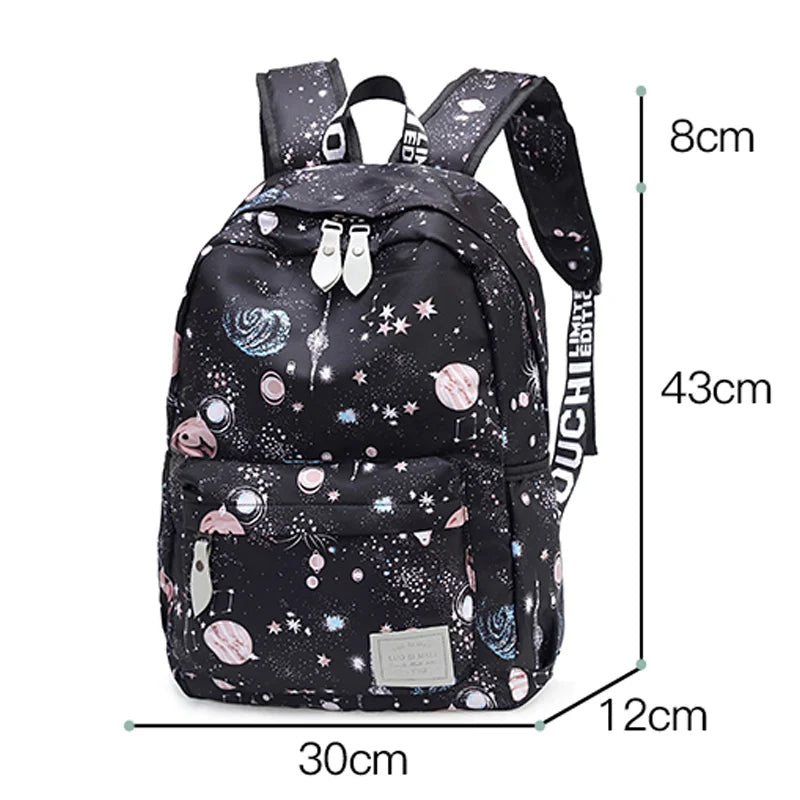 Universe Star Pattern Women's Backpack High Oxford Cloth School Bag