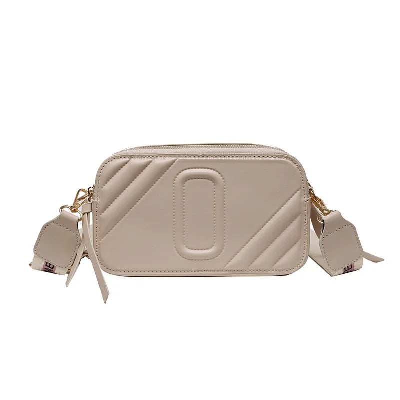 Wide Shoulder Strap Camera Bag Solid Small Square Box Crossbody Bags Women PU Le