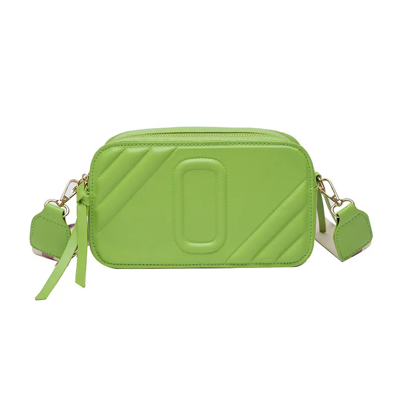 Wide Shoulder Strap Camera Bag Solid Small Square Box Crossbody Bags Women PU Le