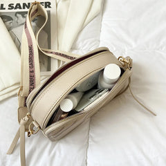 Wide Shoulder Strap Camera Bag Solid Small Square Box Crossbody Bags Women PU Le