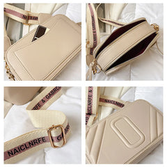 Wide Shoulder Strap Camera Bag Solid Small Square Box Crossbody Bags Women PU Le