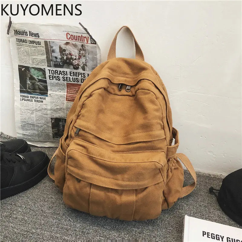 Canvas Student School Bag Large Capacity Book Bag