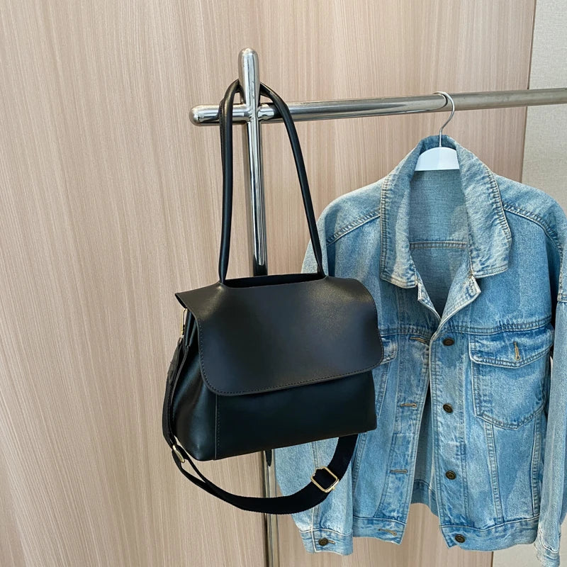 Women PU Leather Shoulder Bag Underarm Tote Flap Messenger Bag
