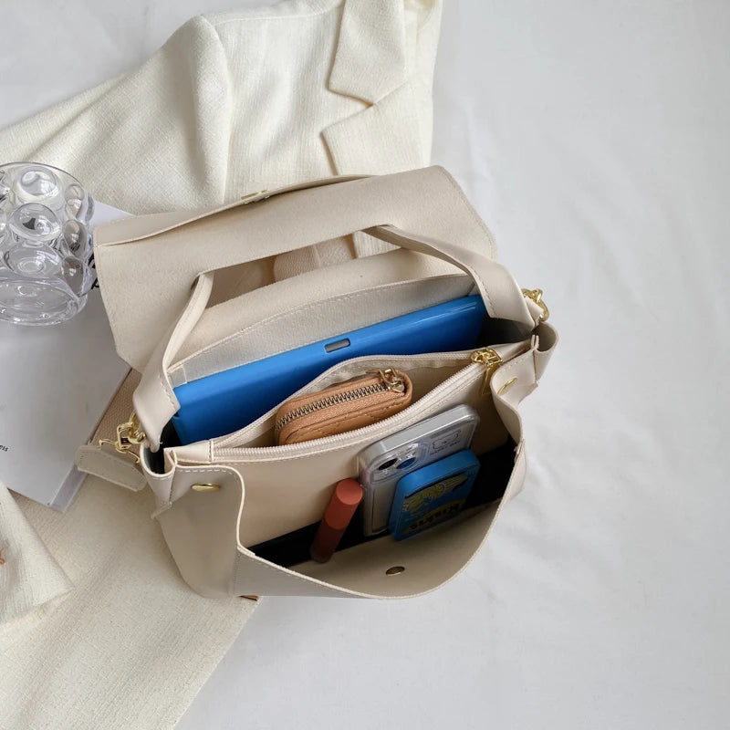 Women PU Leather Shoulder Bag Underarm Tote Flap Messenger Bag
