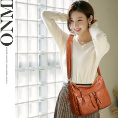Vintage Crossbody Bag for Women Classic PU Leather Messenger Shoulder Bag