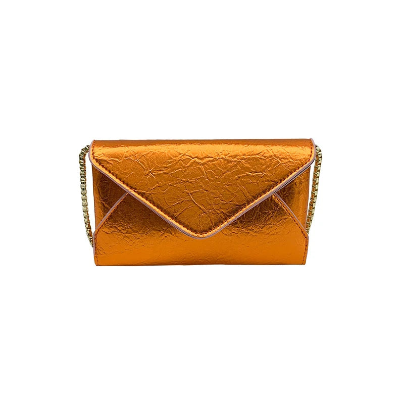 Women Envelop Clutch Handbag Purse PU Leather Chain Shoulder Crossbody Bag