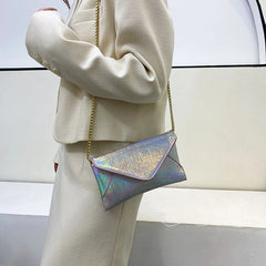 Women Envelop Clutch Handbag Purse PU Leather Chain Shoulder Crossbody Bag