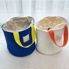 Canvas Bucket Bag Large Capacity Drawstring Shoulder Bag