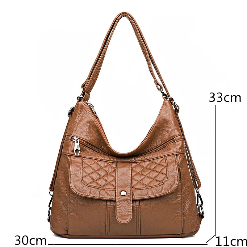 Women Leather Handbag Soft Large Capacity Crossbody Tote Bags High Multifunction