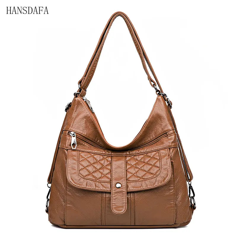 Women Leather Handbag Soft Large Capacity Crossbody Tote Bags High Multifunction