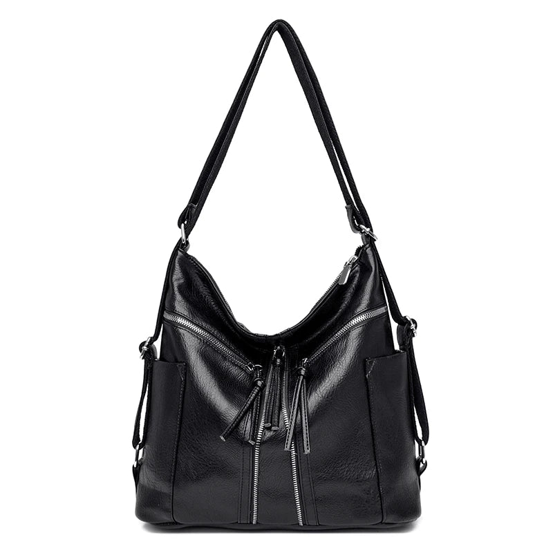 Women Leather Handbags Soft Large Capacity Tote Bags High Female Shoulder Bags
