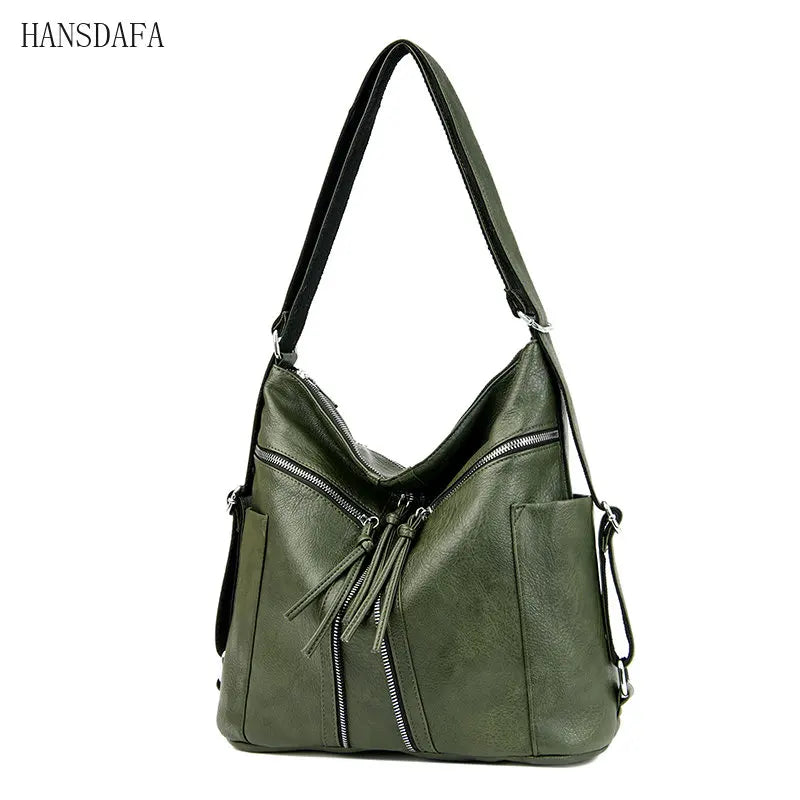 Women Leather Handbags Soft Large Capacity Tote Bags High Female Shoulder Bags