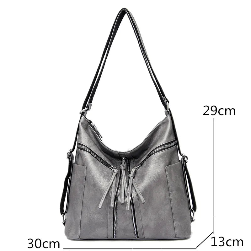 Women Leather Handbags Soft Large Capacity Tote Bags High Female Shoulder Bags