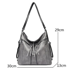 Women Leather Handbags Soft Large Capacity Tote Bags High Female Shoulder Bags