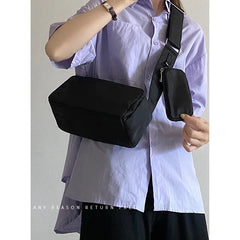 Women Shoulder Bag Nylon Crossbody Messenger Handbags Set Wallet Red