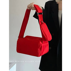 Women Shoulder Bag Nylon Crossbody Messenger Handbags Set Wallet Red