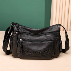 Vintage Brown Leather Shoulder Bag Crossbody Purse