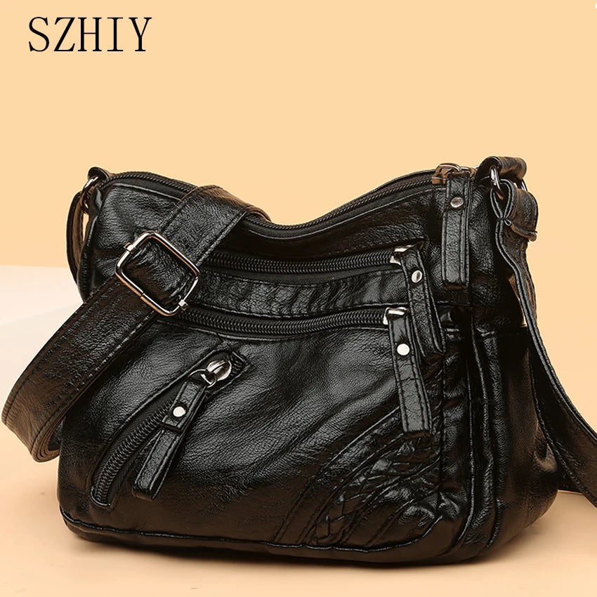 Women Soft Pu Leather Shoulder Bag Small Square Crossbody Purses Vintage