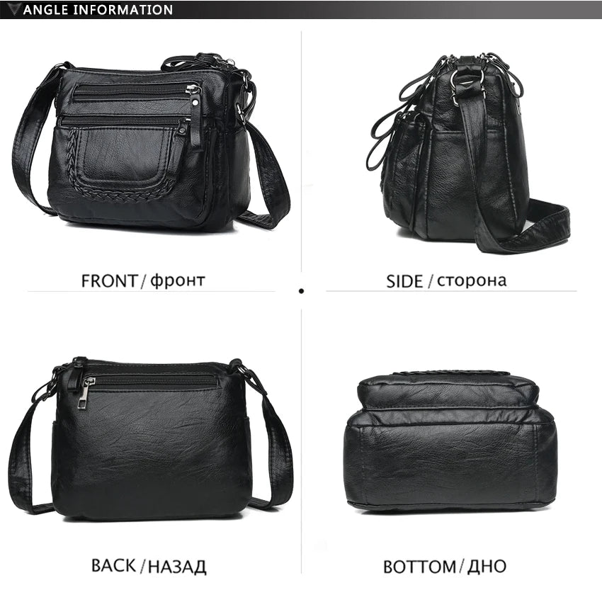 Women Soft Pu Leather Shoulder Bag Small Square Crossbody Purses Vintage