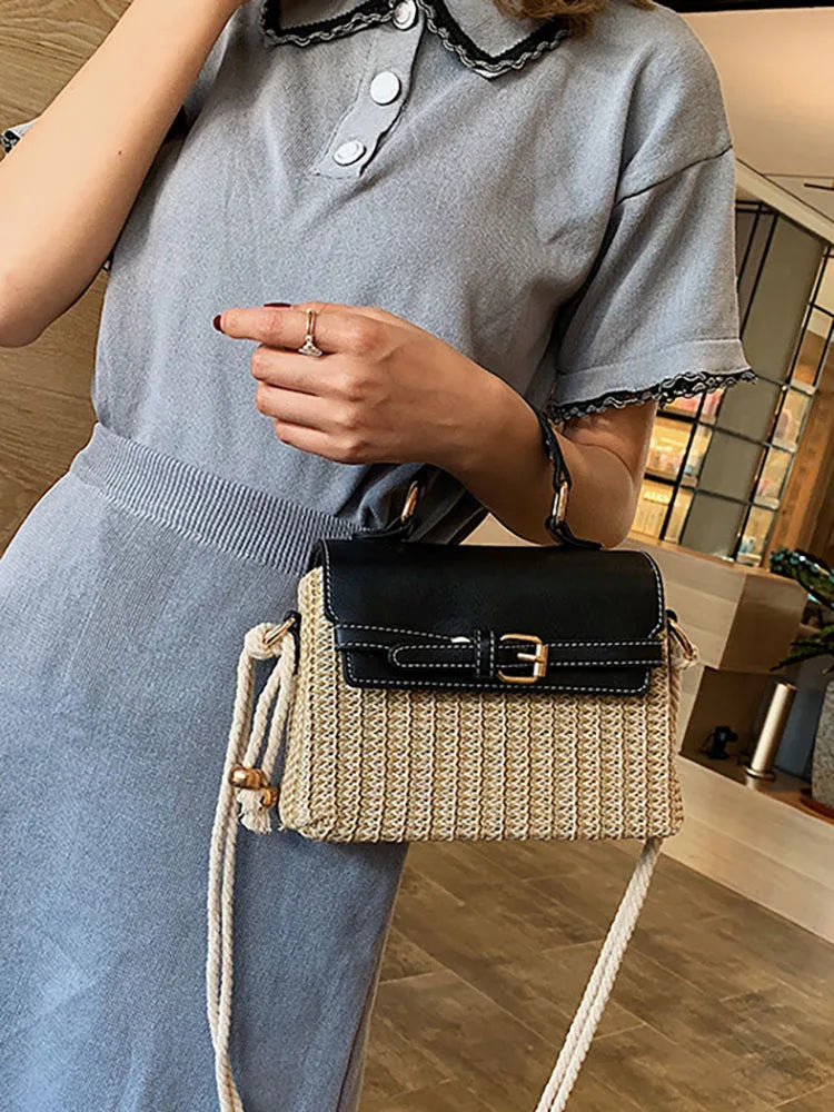 Women's Straw Shoulder Crossbody Bags for Summer Beach