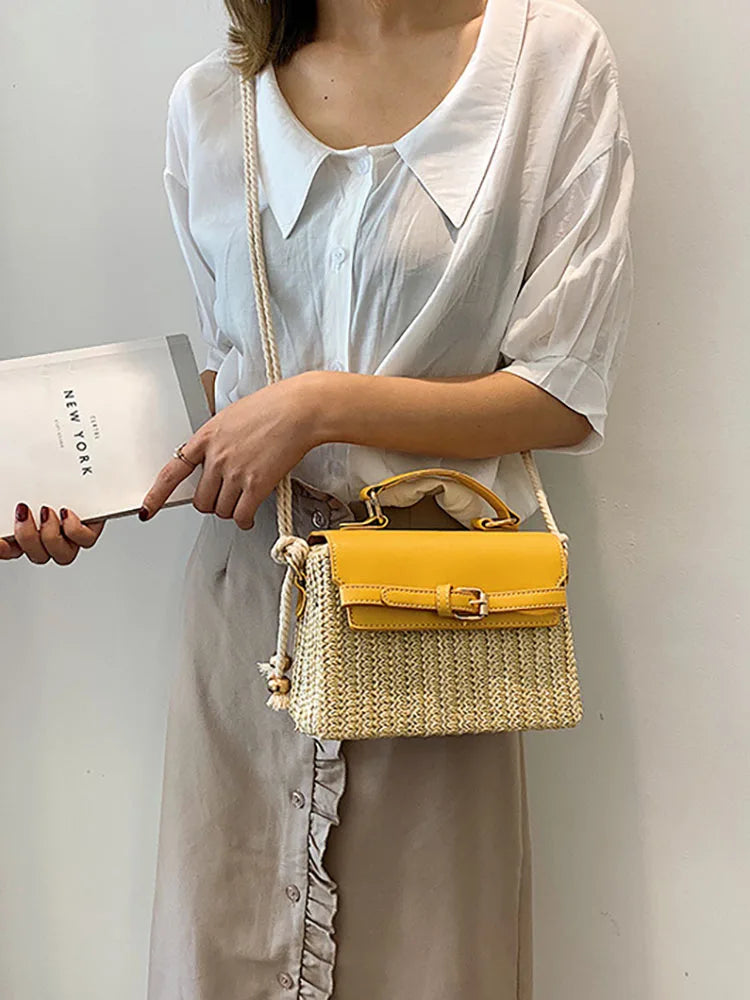 Women's Straw Shoulder Crossbody Bags for Summer Beach