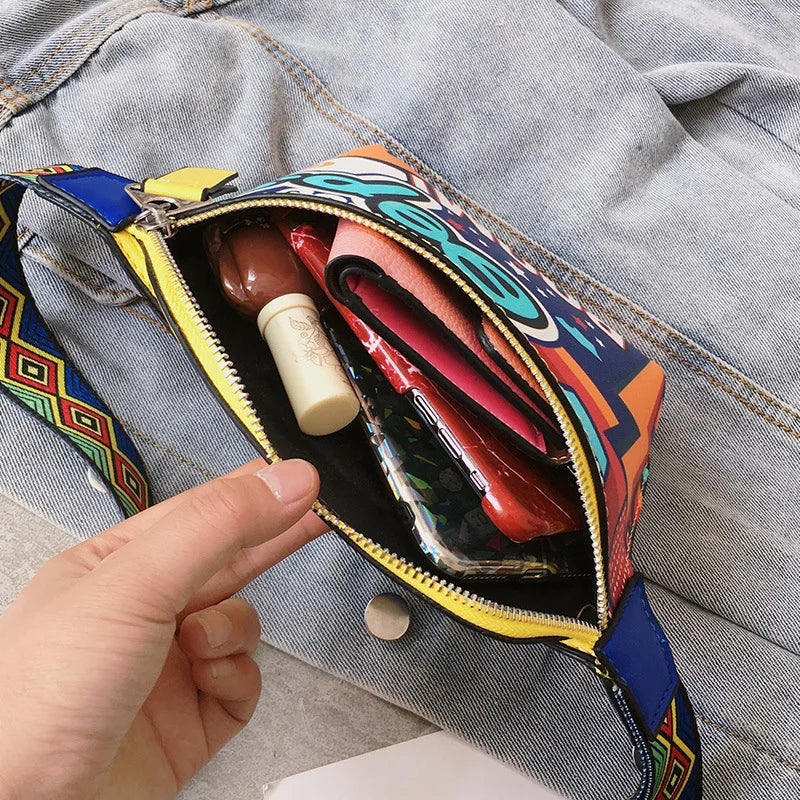 Women's Cartoon Fanny Pack Belt Bag PU Leather Pouch