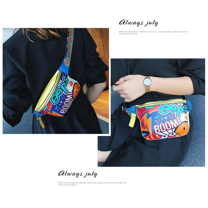 Women's Cartoon Fanny Pack Belt Bag PU Leather Pouch