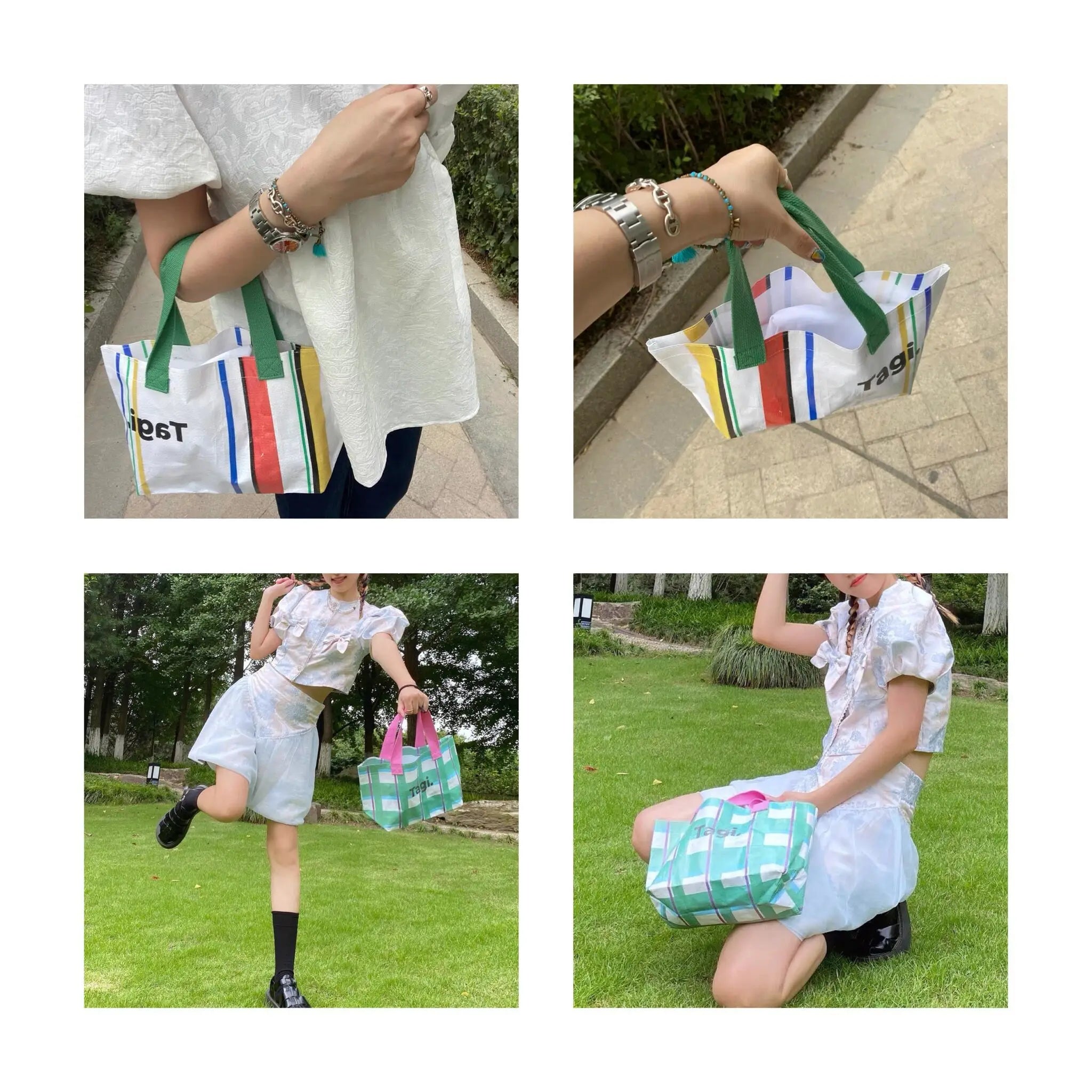 Colorful Woven Small Shoulder Bag Purse Handbag Ladies Lunch Bento Bag