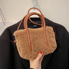 Winter Warm Plush Tote Bag Lamb Fleece Messenger Shoulder Bag