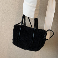Winter Warm Plush Tote Bag Lamb Fleece Messenger Shoulder Bag