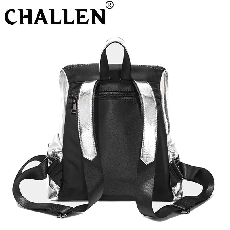 Anti-theft School Shoulder Bag Casual Women Backpack Reflective Silver