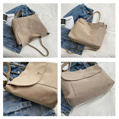 Canvas Shoulder Bag Large Capacity Casual Tote Bag Khaki