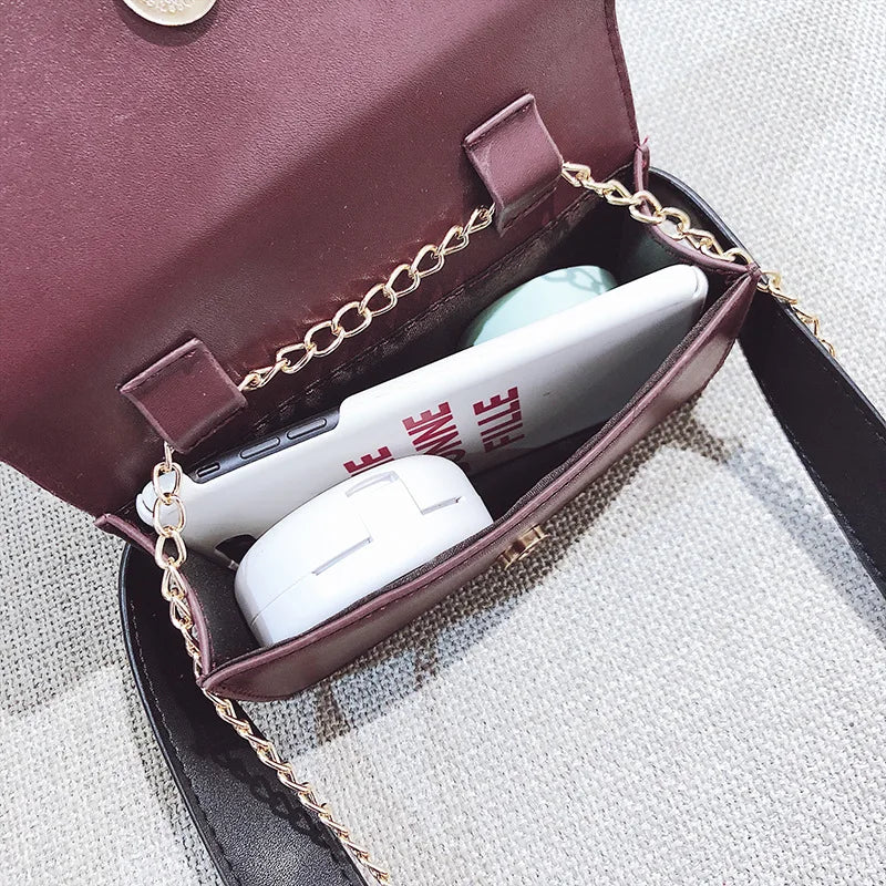 Detachable Square Bag+Round Women's Waist Bag 2pcs Chain High Leather Belt Bag