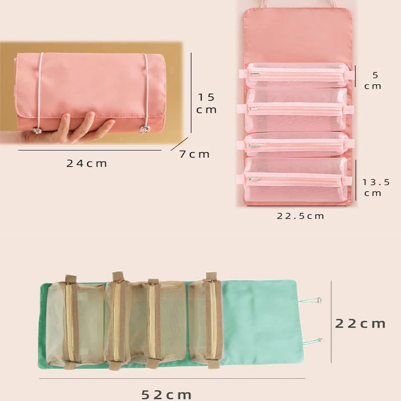 Detachable Nylon Makeup Bag Portable Large-capacity