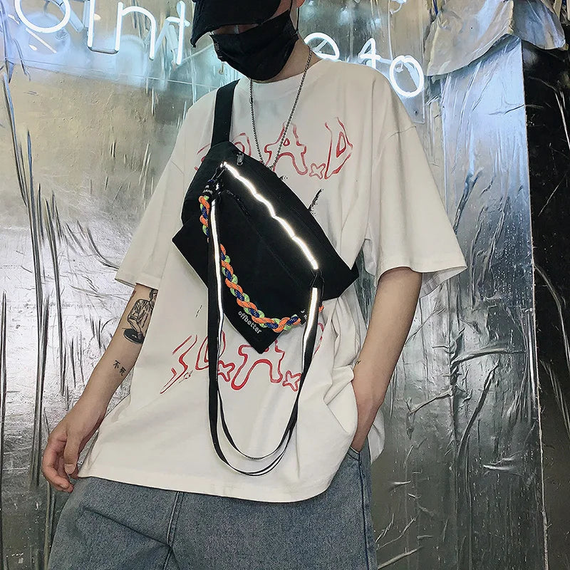 Reflective Chest Bag Travel Fanny Packs Crossbody Waist Bag