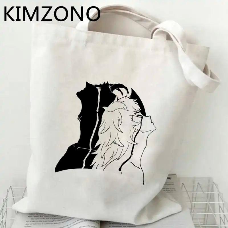 Devilman Crybaby Shopping Bag Cotton Canvas Foldable Reusable Tote